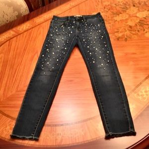 REDIAL PARIS Embellished Studded Blue Skinny Jeans sz.36